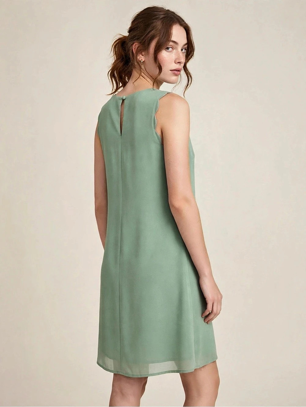 naked zebra Neckline Accent Mini Shift Dress Green Medium